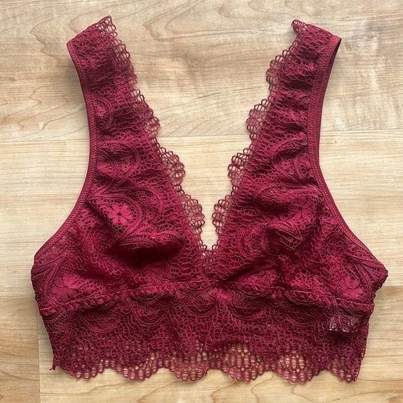 Three Bird Nest Other - Three Bird Nest Red Floral Lace V-Neck Bralette